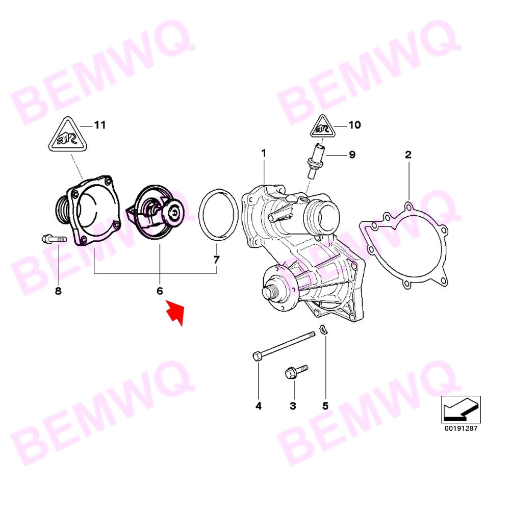 Engine coolant thermostat 11531436386, suitable for 00-06 E53 X5 540i 740iL 4.4i- n