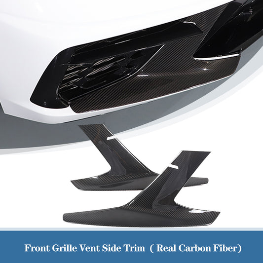 Carbon fiber front bumper cover trim for Corvette C8 2020-2024