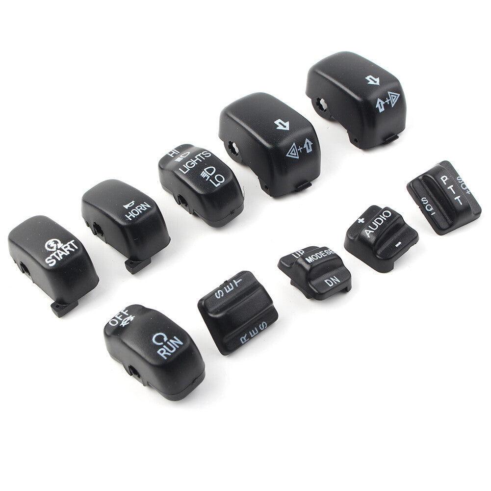 10pcs Hand Control Switch Cover Housing Button Cap Set for Harley Touring 96-13