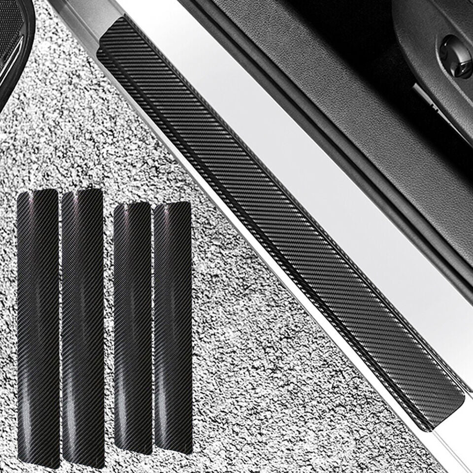 4x Carbon Fiber Car Door Plate Sill Scuff Cover Anti Scratch Sticker Accessories