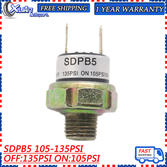 SDPB5 105-135PSI Air Compressor Pressure Switch Valve - Horn Closed 135PSI ON 105PSI- v