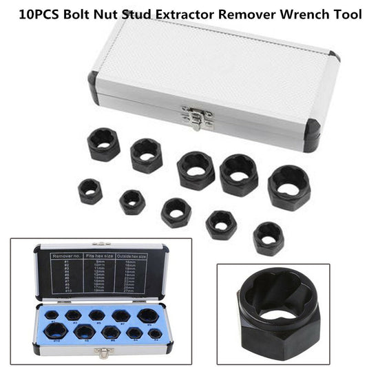 10-piece bolt and nut extractor, damaged and rusted socket wrench, impact wrench tool, durable - n