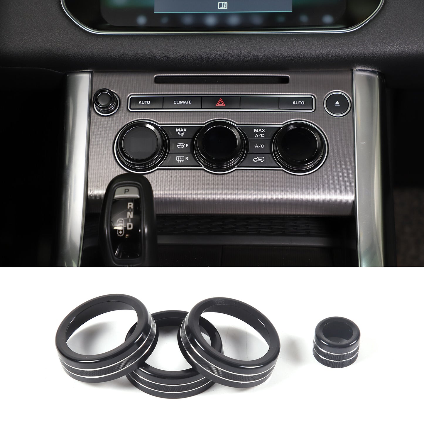 Black AC Volume Knob Protective Cover for Land Rover for Range Rover Sport 2014 - 2017 4pcs n