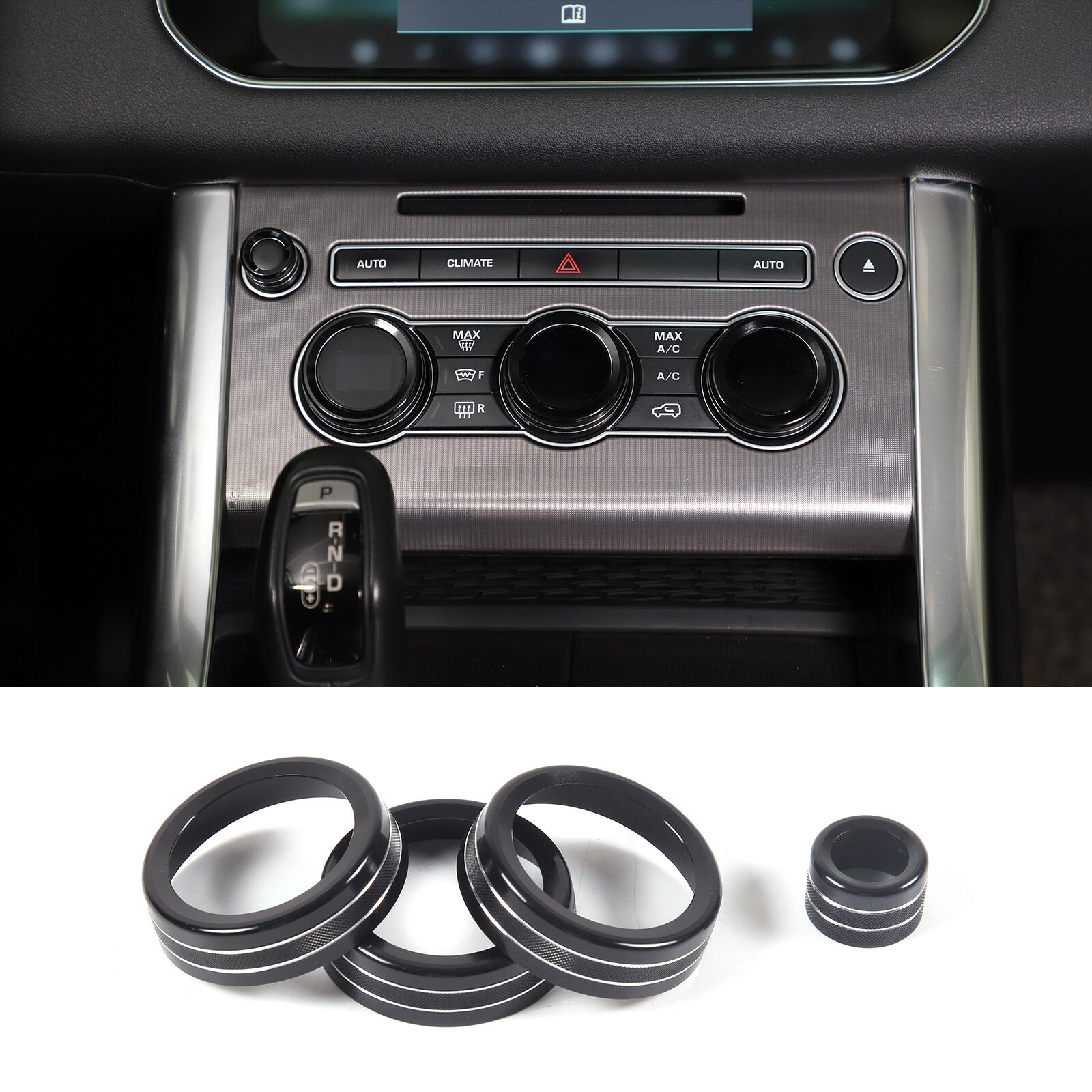 Black AC Volume Knob Protective Cover for Land Rover for Range Rover Sport 2014 - 2017 4pcs n