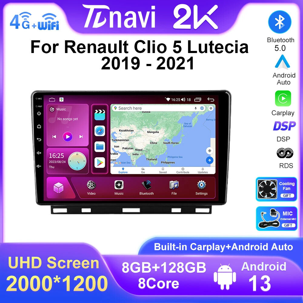 for Renault for Clio 5 Lutecia 2019-2021 Stereo CarPlay Car Radio GPS Player Screen