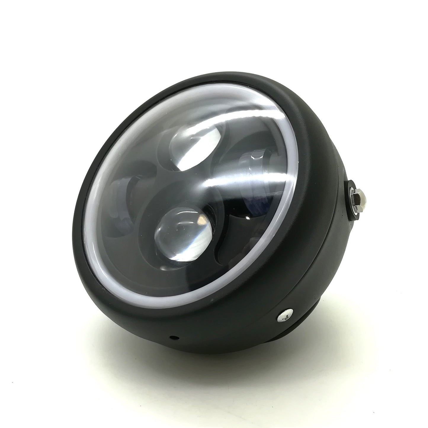 Motorcycle Metal Green Angel Eye LED Headlight for Harley Bobber Custom CG125 Q