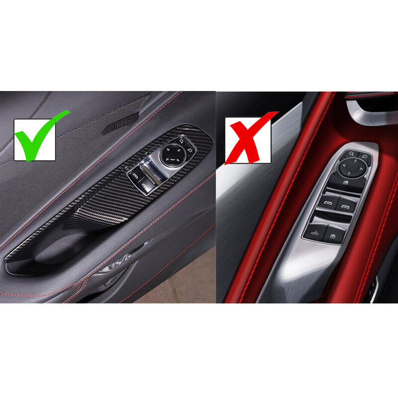 Carbon fiber exterior window lift switch panel cover frame for Corvette C8 2020 - 2023 n