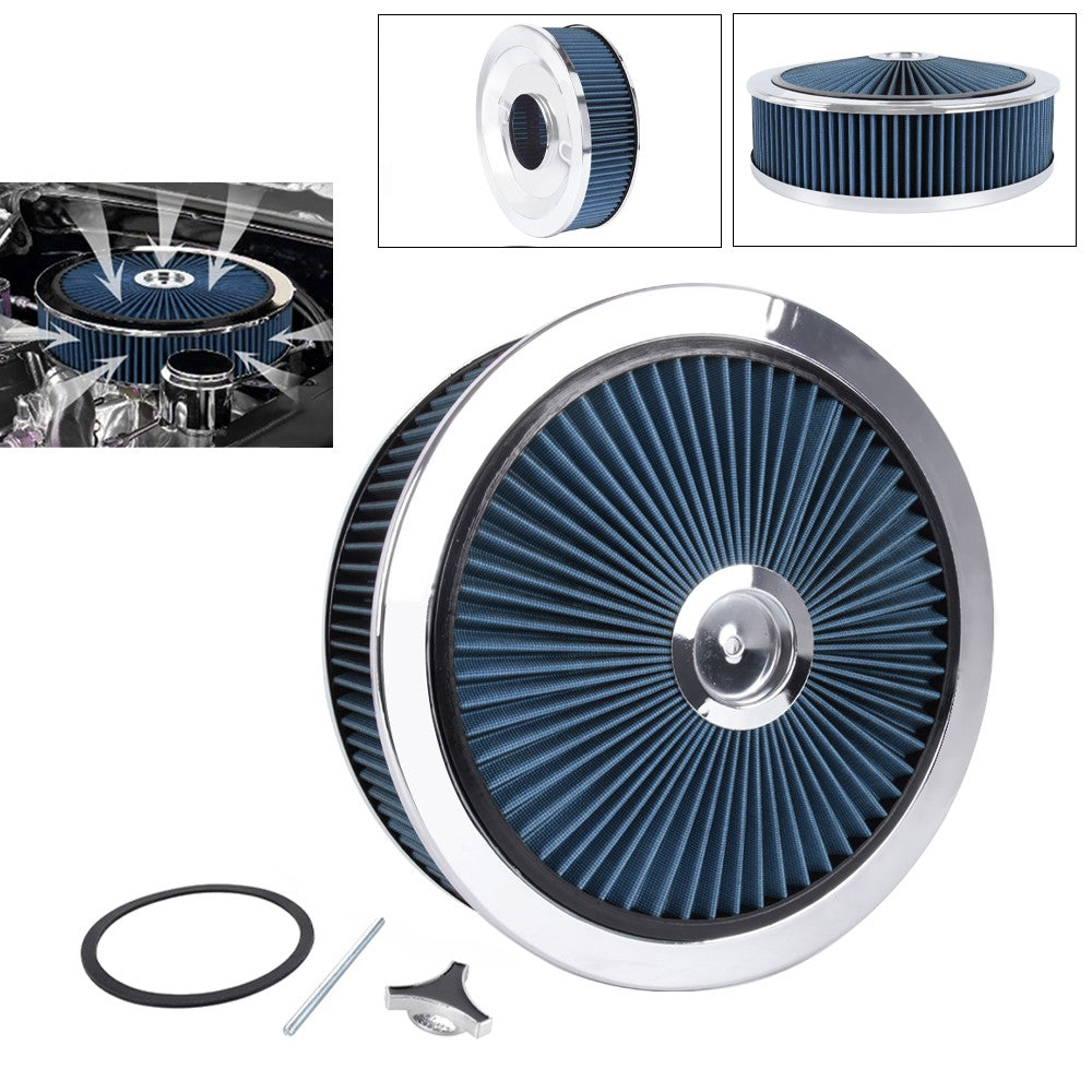 14 x 4 Inch Universal Deep Dish Performance Air Cleaner,Round Shape for SBC BBC Q