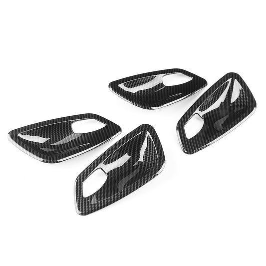 4 Carbon Fiber Texture Interior Door Handle Bowl Cover Trim for E90 High Quality