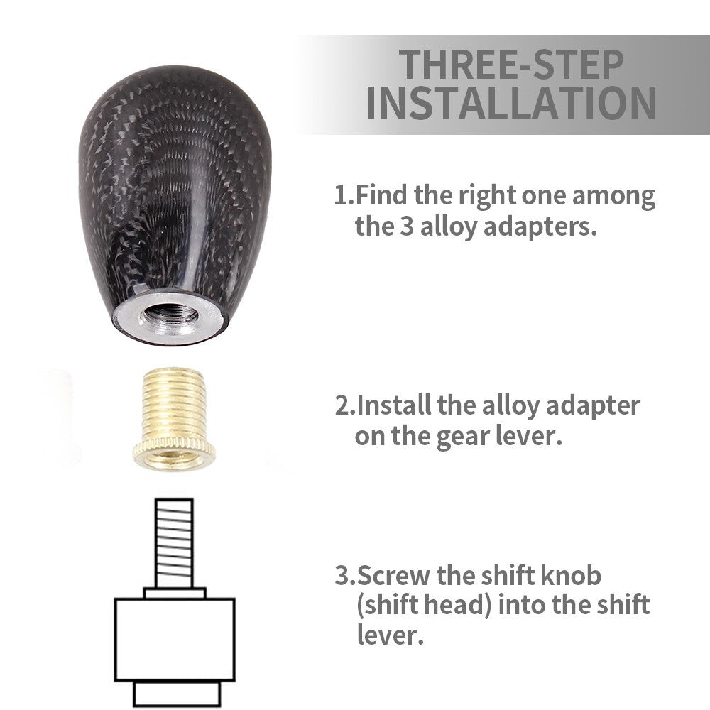 JDM Universal Carbon Fiber Automatic Car Gear Shift Knob Shifter 5 6 Speed