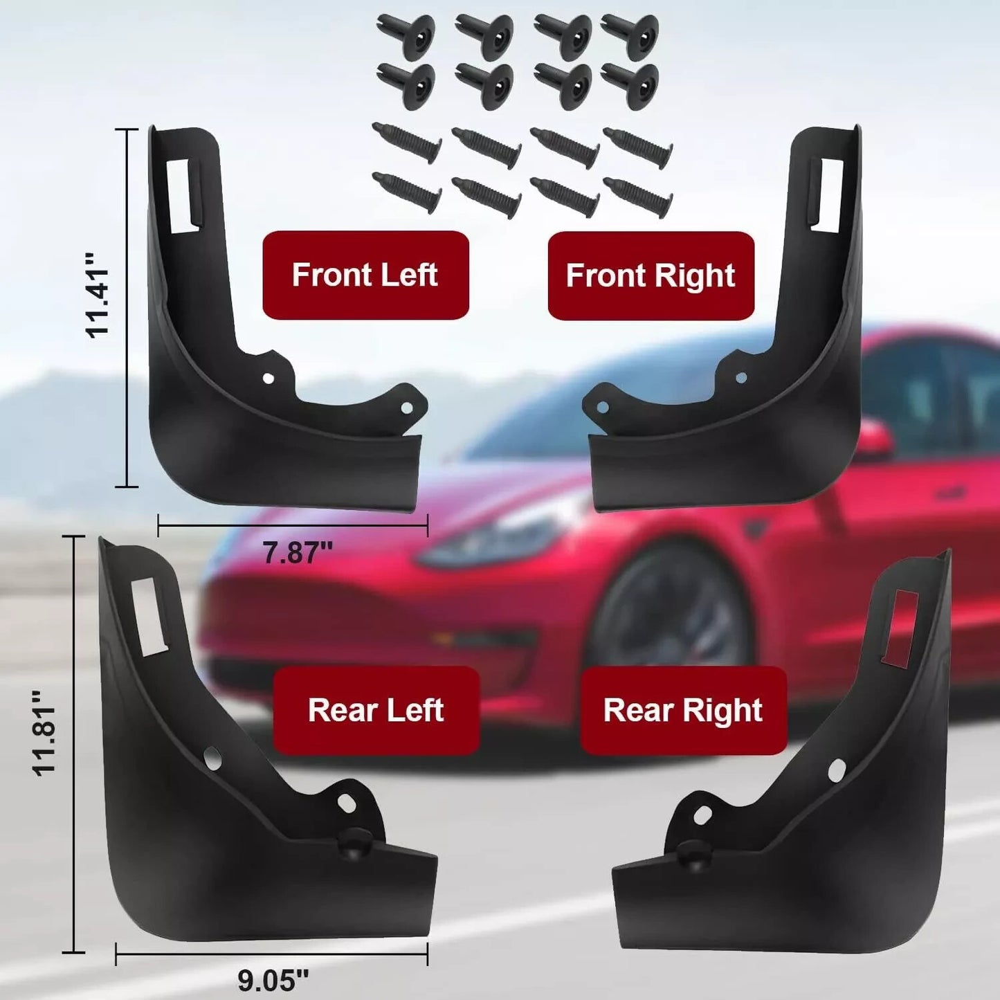 4Pcs for Tesla for Model Y Mud Flaps Splash Guards Winter Vehicle Sediment Protection Q