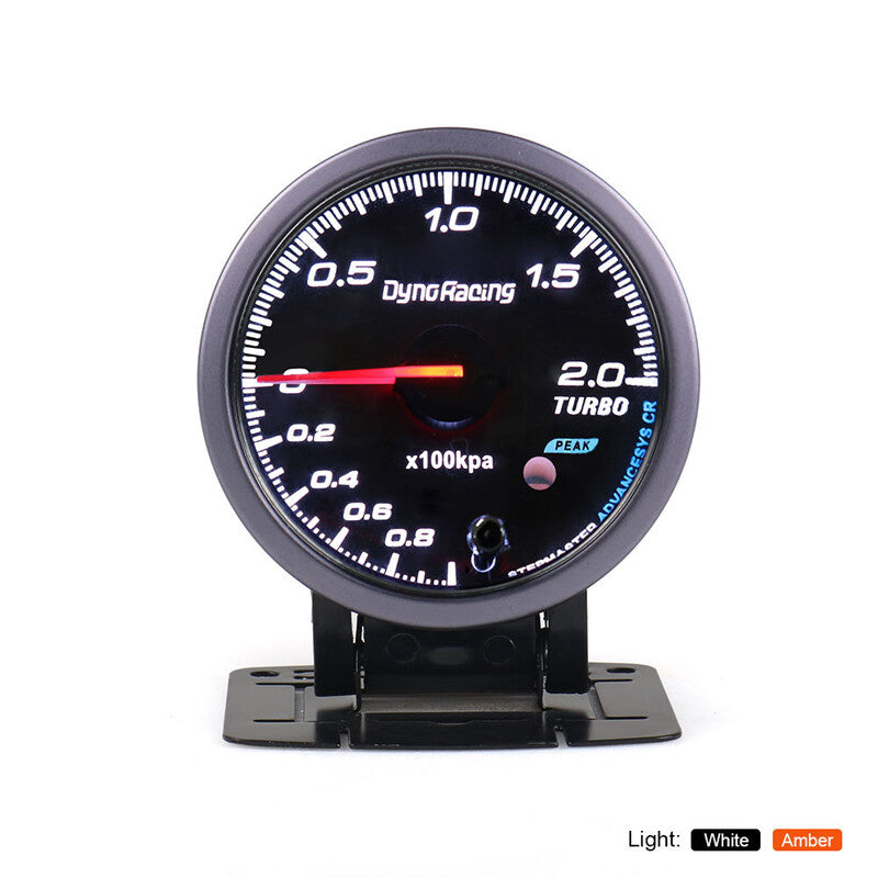 60mm 2-color LED analog automotive turbocharger pressure gauge for 12V vehicles - n