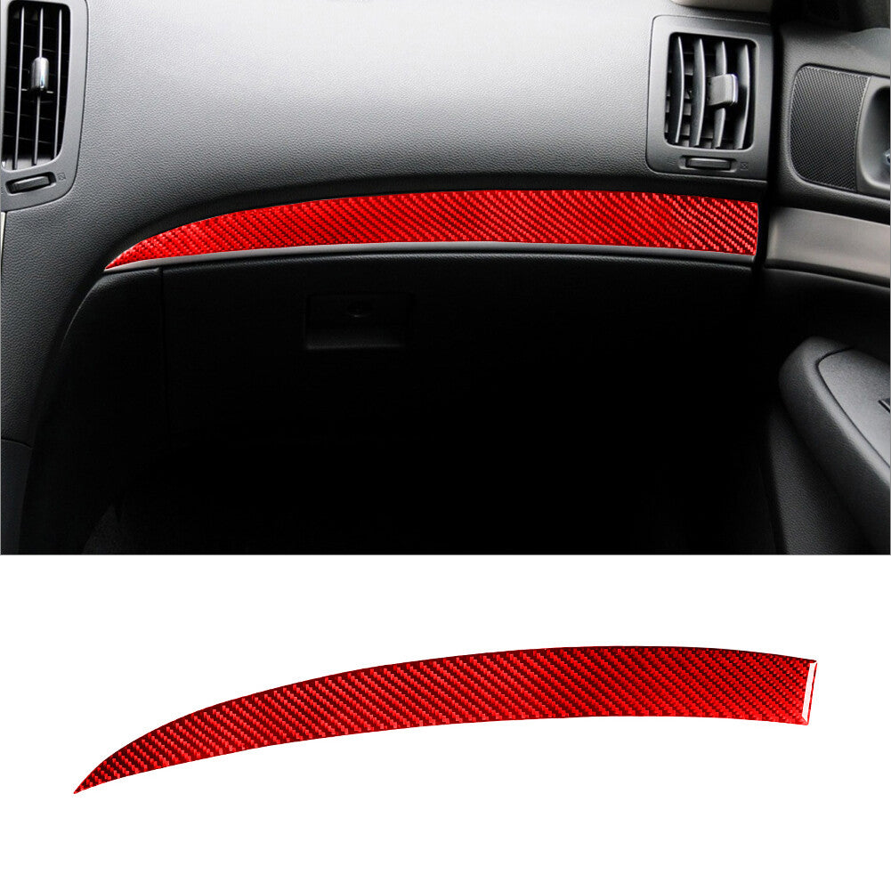 Red carbon fiber passenger-side dashboard trim is available on the for Infiniti G37.
