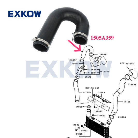 Intercooler Intake Air Hose for Mitsubishi Pajero V88 V98 3.2 2006- 1505A359