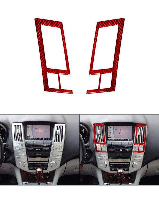 Red Carbon FiberCenter Air Vent Outlet Cover Trim for Lexus RX330 350 2004-2009