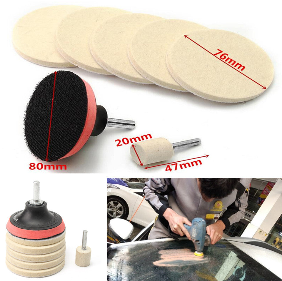 10 Pcs Car Glass Scrach Remover Polishing Kit Felt Pad 100g Cerium Oxide Powder