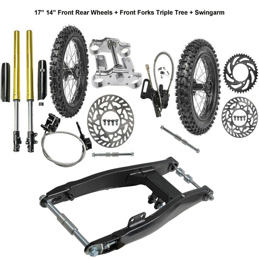90/100-14 70/100-17 Wheel Assembly Kit Front Fork Swing Arm Apollo 125cc 150cc