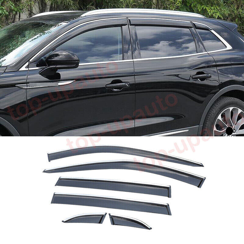 6Pc for Lincoln Nautilus 2019-23 Window Wind Visor Sun Rain Guard Vent Deflector