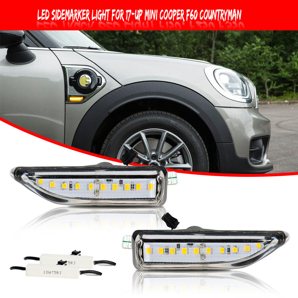 For 2nd Generation for Mini F60 Countryman 17-up Clear Amber Front Side Marker Lights - v