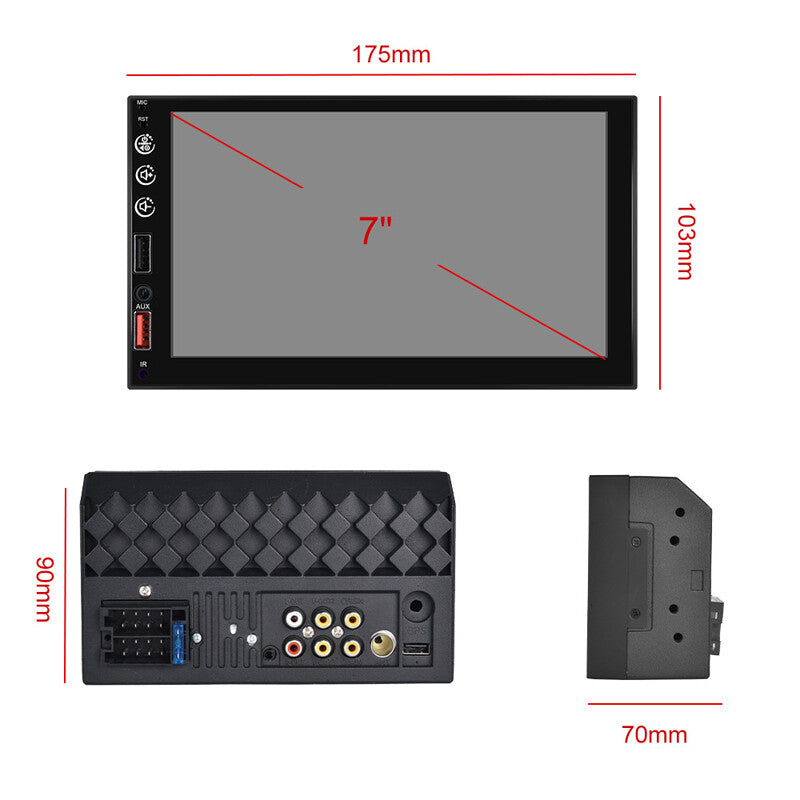 7-inch touchscreen dual-DIN wired CarPlay Bluetooth reversing video player n