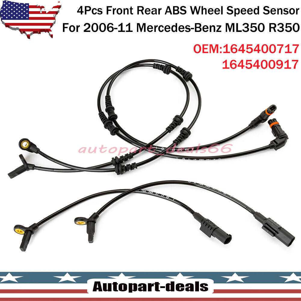 4Pcs Front Rear ABS Wheel Speed Sensor for Mercedes-Benz ML350 R350 2006 2007-11