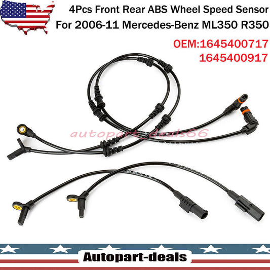 4Pcs Front Rear ABS Wheel Speed Sensor for Mercedes-Benz ML350 R350 2006 2007-11
