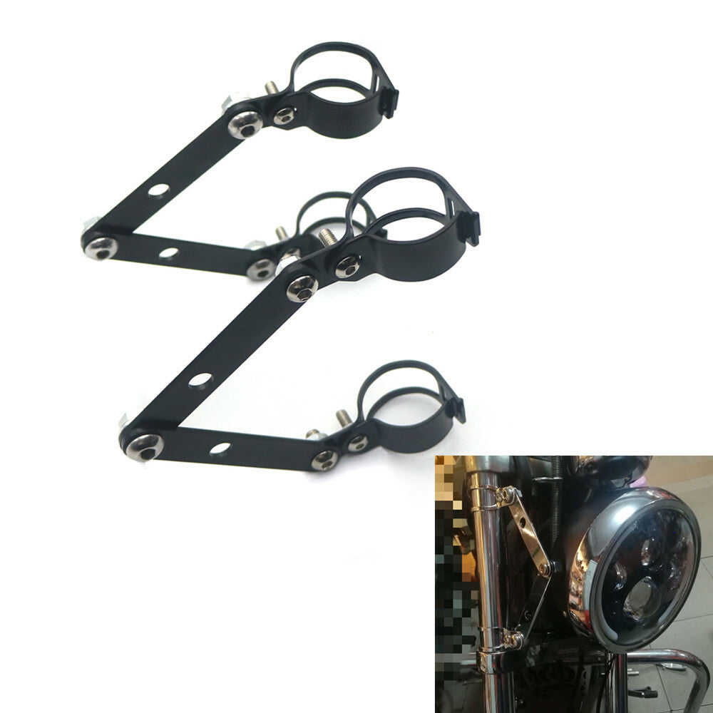Black 41-51mm Adjustable Headlight Signal Light Mounting Fork Bracket for Harley Q
