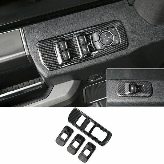for ford  F-150 F150 2017-2020 Carbon Fiber Window Lift Switch Panel Cover Trim