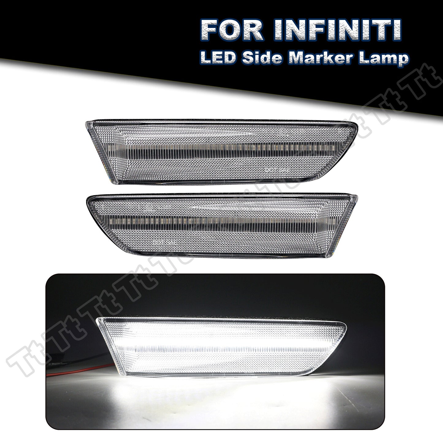 For 2003 - 2007 for INFINITI G35 Coupe White LED Front Bumper Side Marker Lights Clear - v