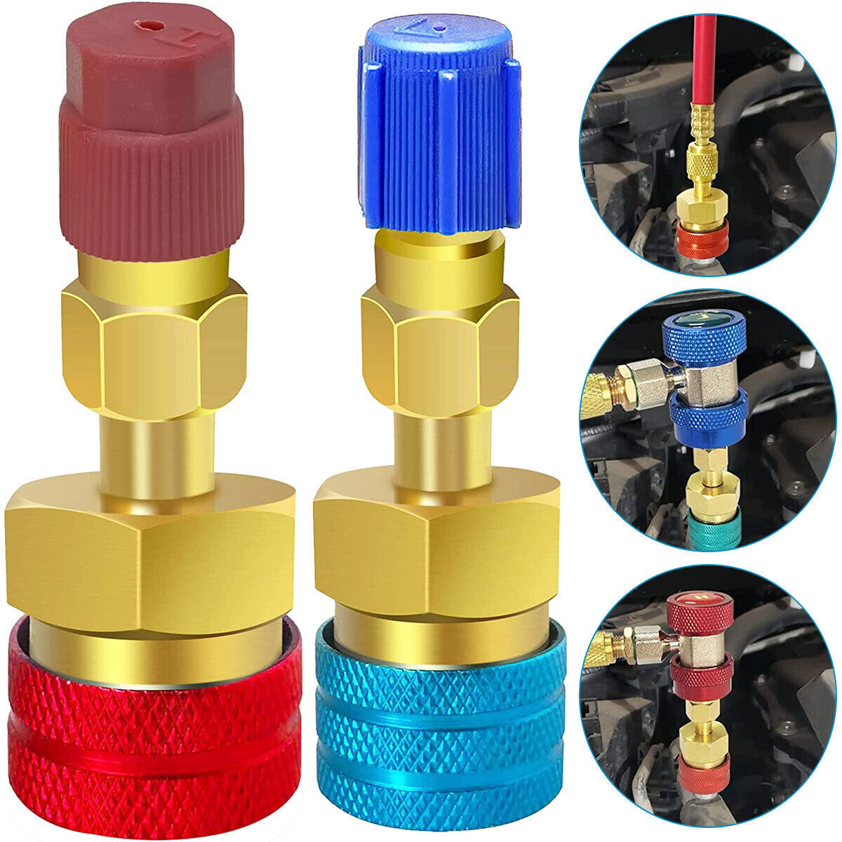 A/C R1234YF Quick Coupler Connector Adapters High/Low Manifold AC Gauge Auto Set Q