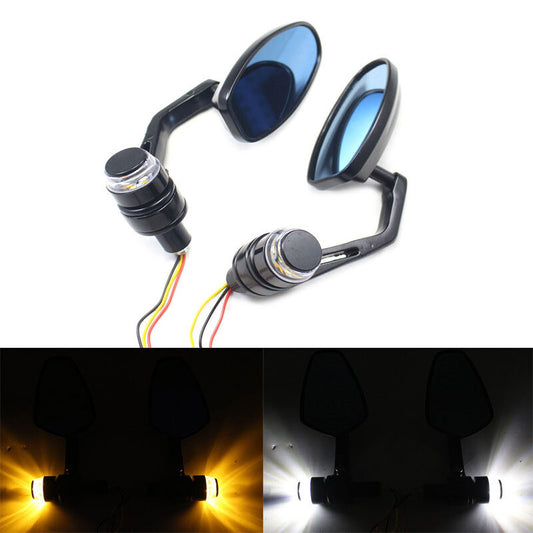 Motorcycle 7/8'' Handlebar Bar End Mirrors Indicator Turn Signal Adjustable Part v