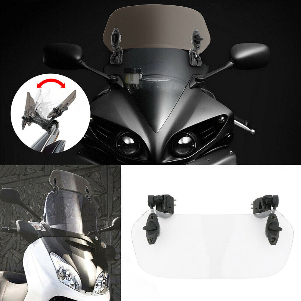US Clear Motorcycle Motorbike Adjustable Clip On Windshield Extension Spoiler Q