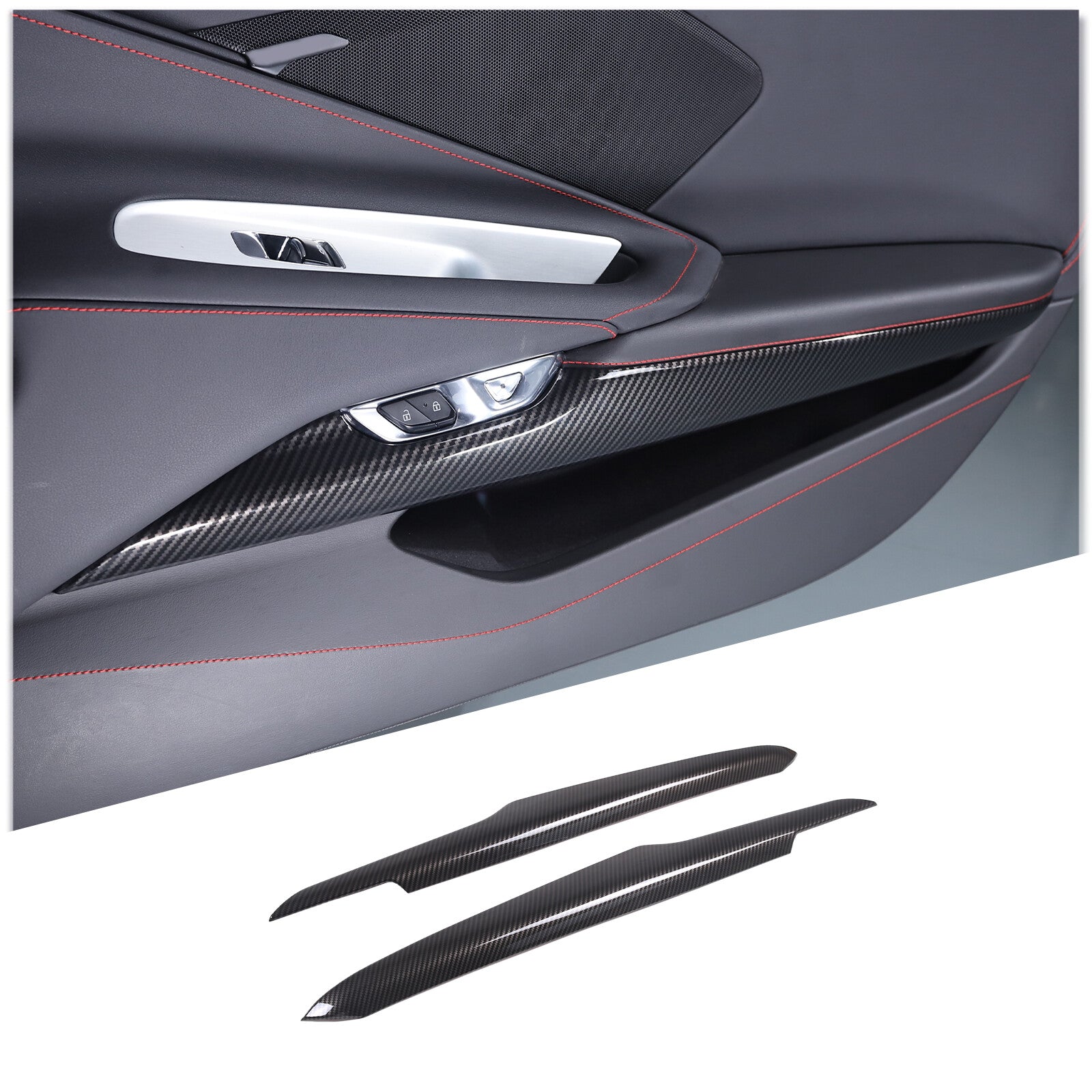 Carbon fiber ABS interior door panel trim strips suitable for Corvette C8 2020 - 2023 n