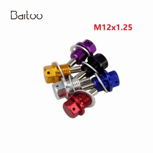 Anodized Engine Magnetic Oil Pan Drain Plug Bolt Kit Washer M12x 1.25mm Screw Q