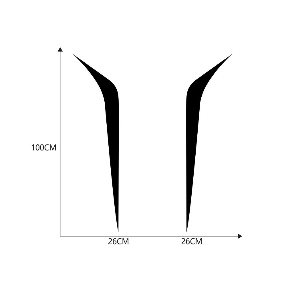 2pcs Black Accessory Hood Racing Vinyl Stripe Decor Trim Decal Sticker Decor