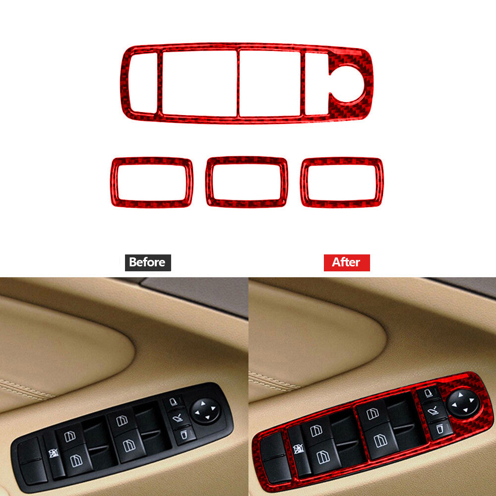 4X Carbon Fiber Interior Window Control Cover Trim for Honda for Civic 2-Door 03-05 v