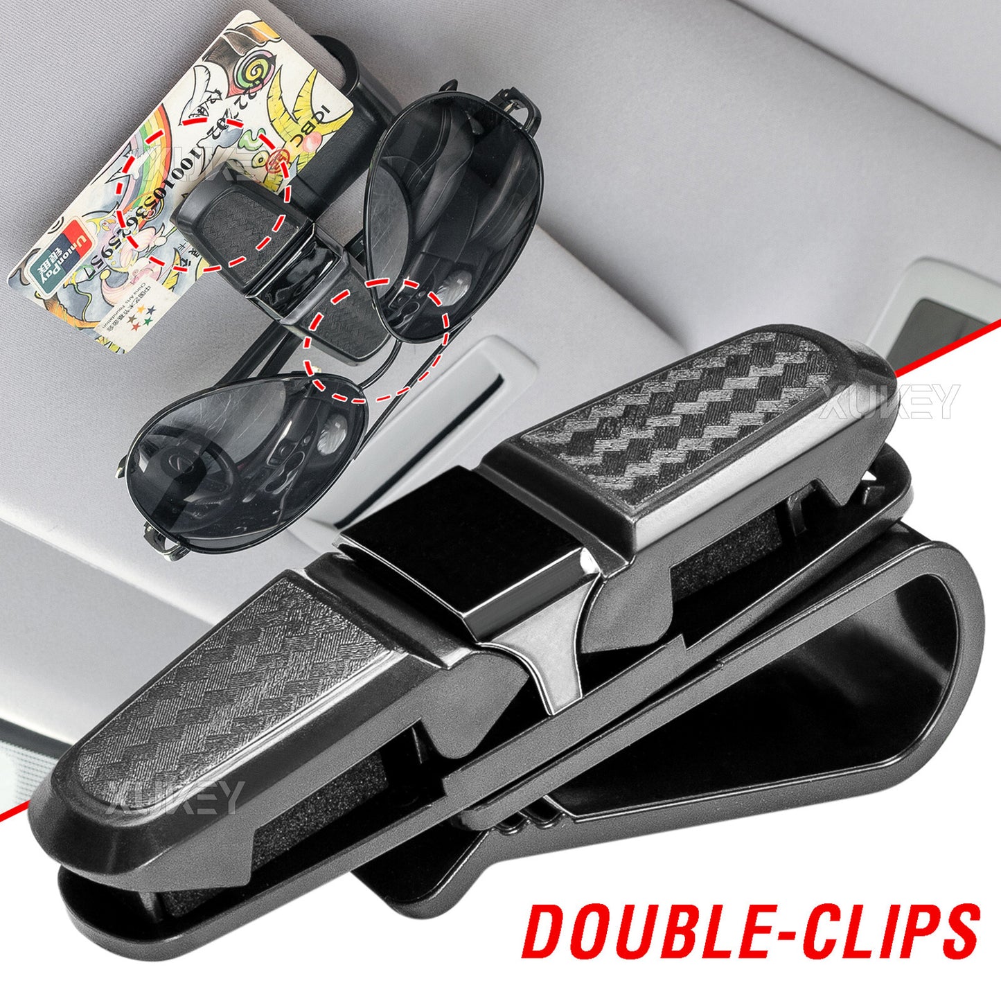 Universal Glasses Sunglasses Clip Holder Clamp Card for Sun Visor Auto Passenger Car