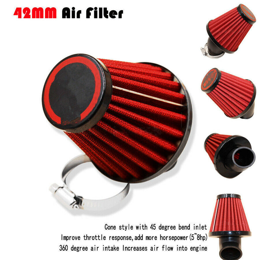42mm Red Universal Air Filter 45° Angled For Motorcycle ATV Dirt Bike 150-250cc Q