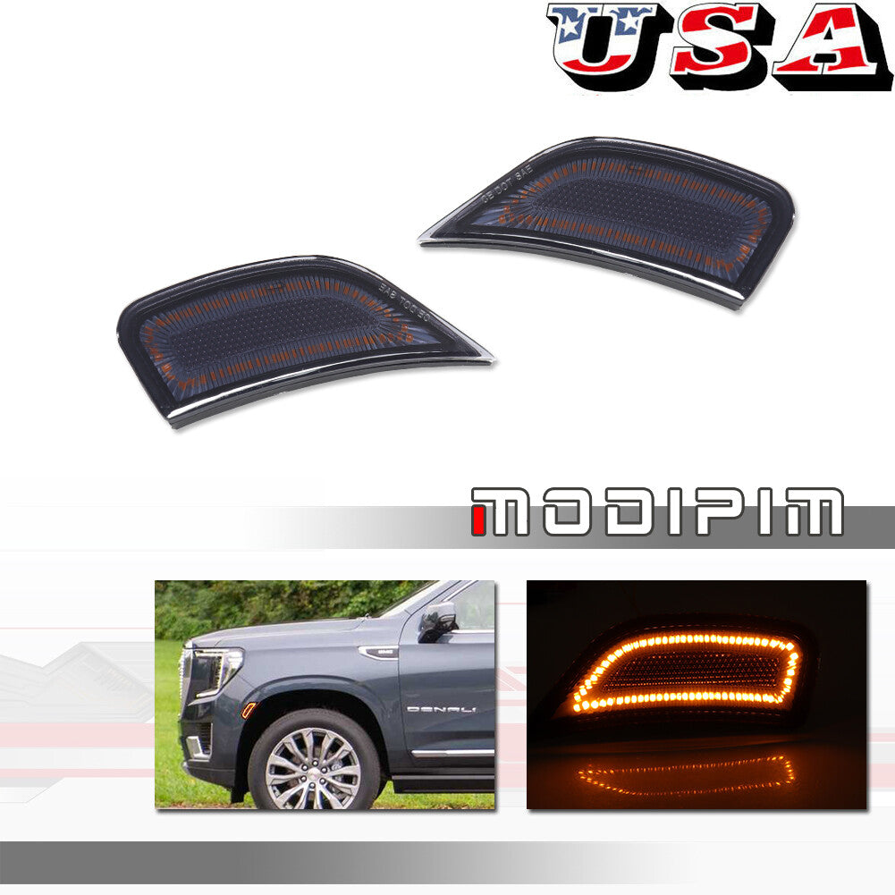 Amber LED Side Marker Lights for 2021 - 2023 for Cadillac for Escalade for Suburban for GMC - v
