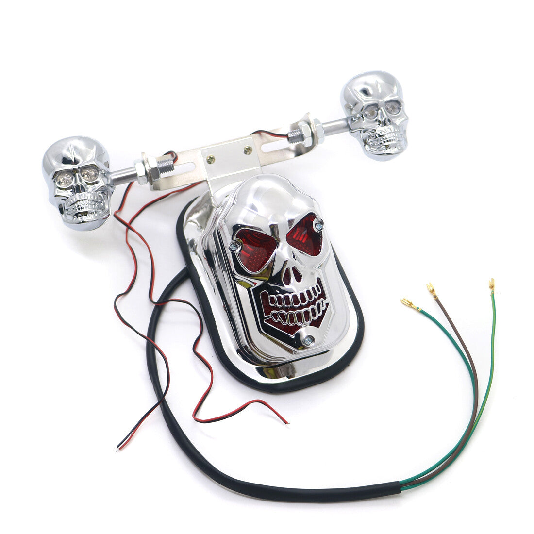 Chrome Skull Turn Signal Brake License Plate Rear Tail Light for Harley Chopper Q