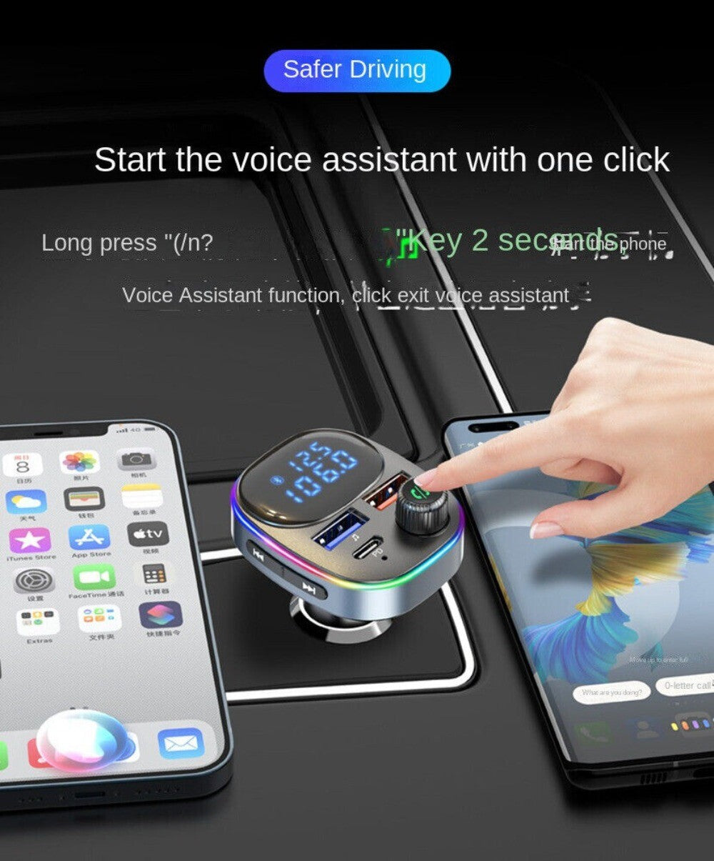 Wireless FM-Transmitter Car Bluetooth Radio Adapter Dual-USB Charger Hands- . n