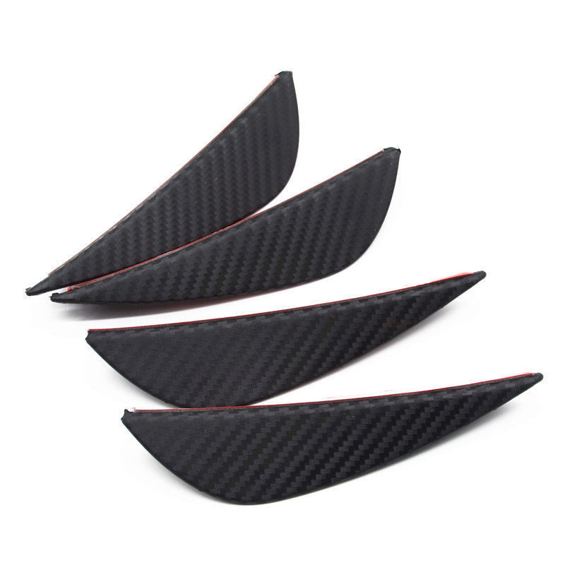 Car Front Bumper Lip Splitter Fins 4Pcs Body Spoiler Strip Canards Valence Chin