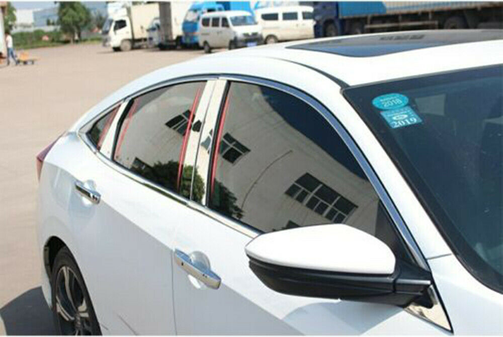 Steel Chrome Pillar Posts for Honda for Civic Sedan 2016-2021 Door Trim Cover Kit