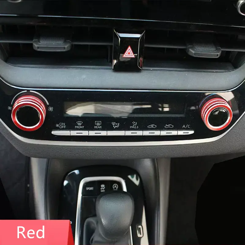 Dash Console Air Condition Knob Red Trim for Toyota for Corolla 2019-2024
