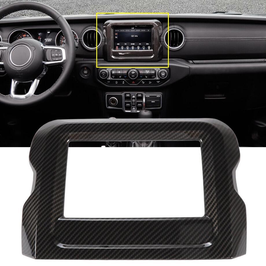 For 18-23 for Jeep for Wrangler JL Carbon Fiber 7 GPS Navigation Panel Cover Trim Bezel v