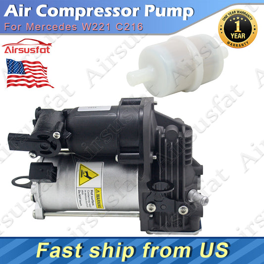 Fit for Mercedes W221 C216 Air Suspension Compressor with Outside Air Filter US