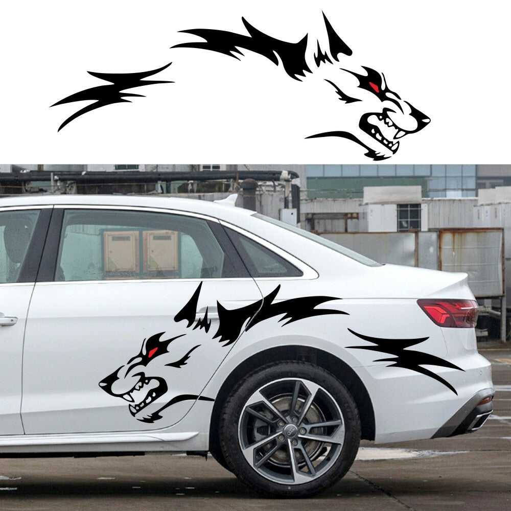 Rear Wheels Vinyl Sticker Racing DIY Car Body Graphics Running Wolf Decal Black
