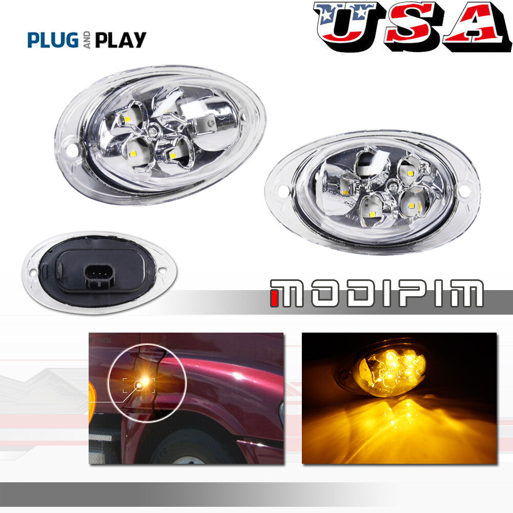 Transparent lens cab side marker turn signal light set for Freightliner Cascadia 08-17- v