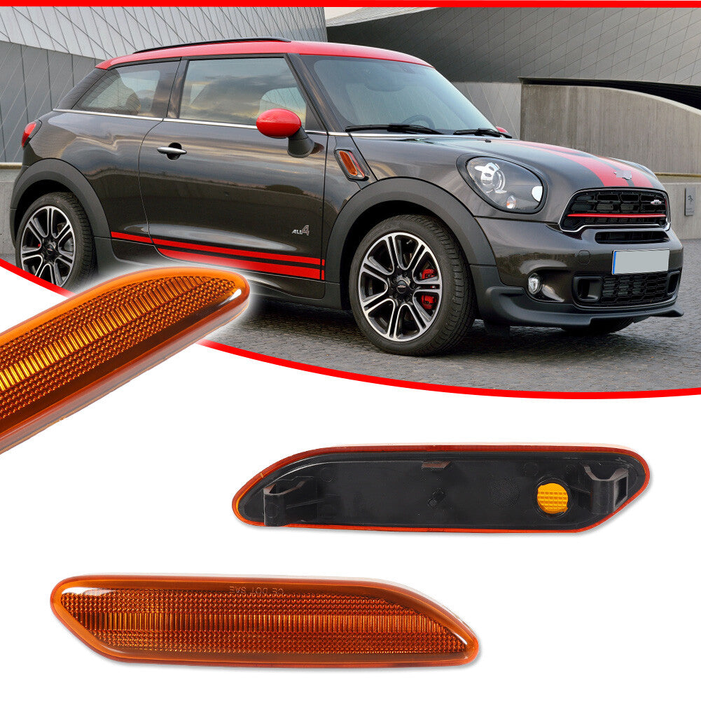 for Mini Cooper Countryman 12-17 R60 R61 Amber Lens Side Marker Light Protector Set - v