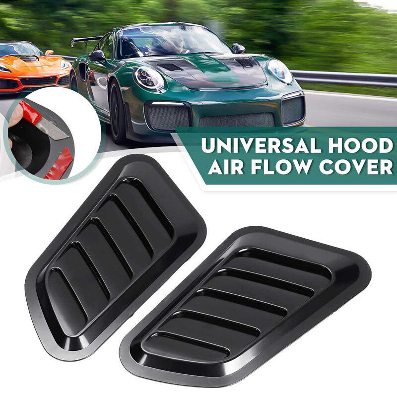 2 Pack Air Flow Intake Hood Scoop Cover Vent Cover Universal Black Car Trim - v